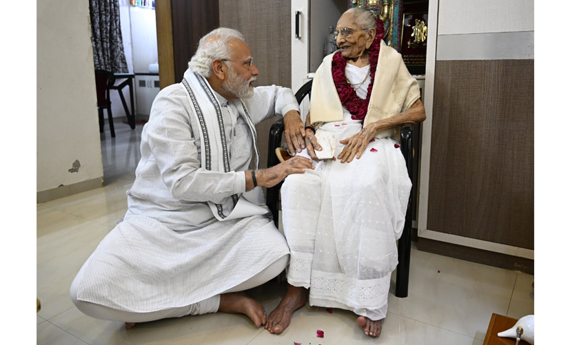 Gujarat: PM Modi meets mother Heeraben Modi on her 100th birthday